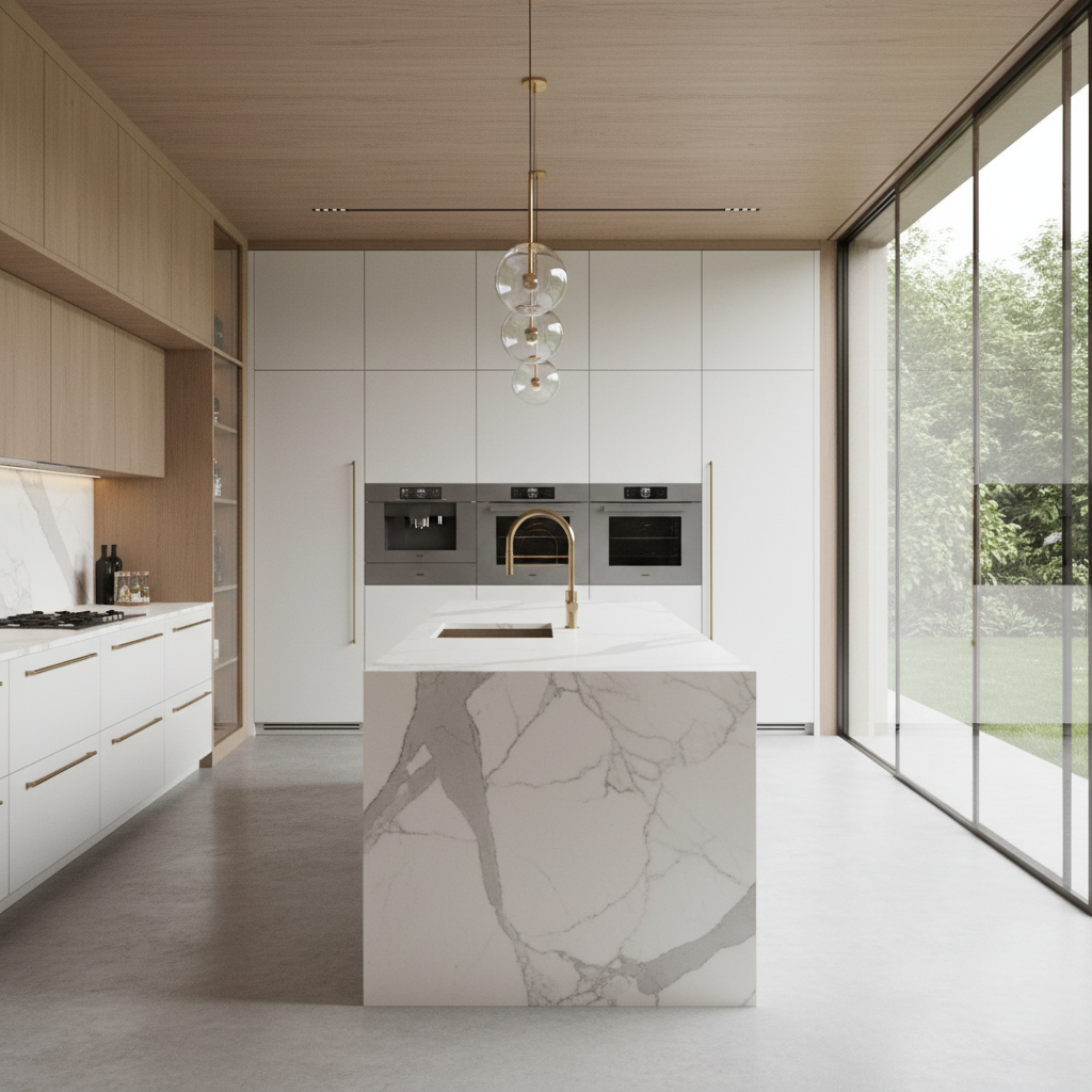 Cuisine design en marbre et bois — IYYA Patrimoine